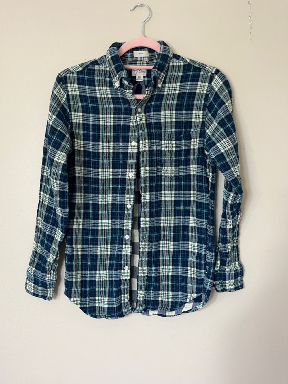 J. Crew Green and Navy Plaid Button-Down Shirt